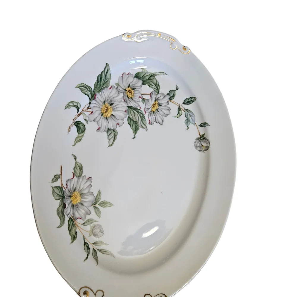 Mikasa Glenda 16 Oval Serving Platter Japan Fine China Floral Gold Trim